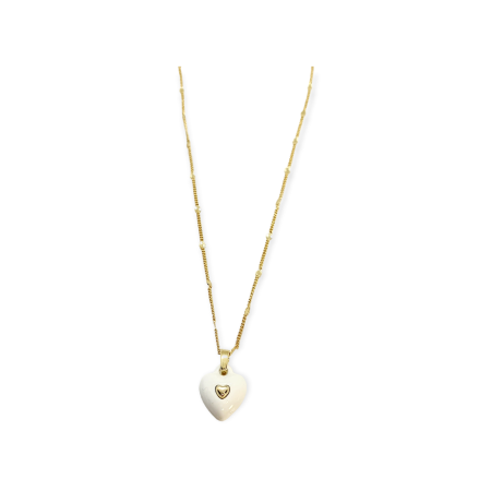 necklace copper with white heart